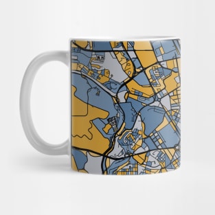 Lisbon Map Pattern in Blue & Gold Mug